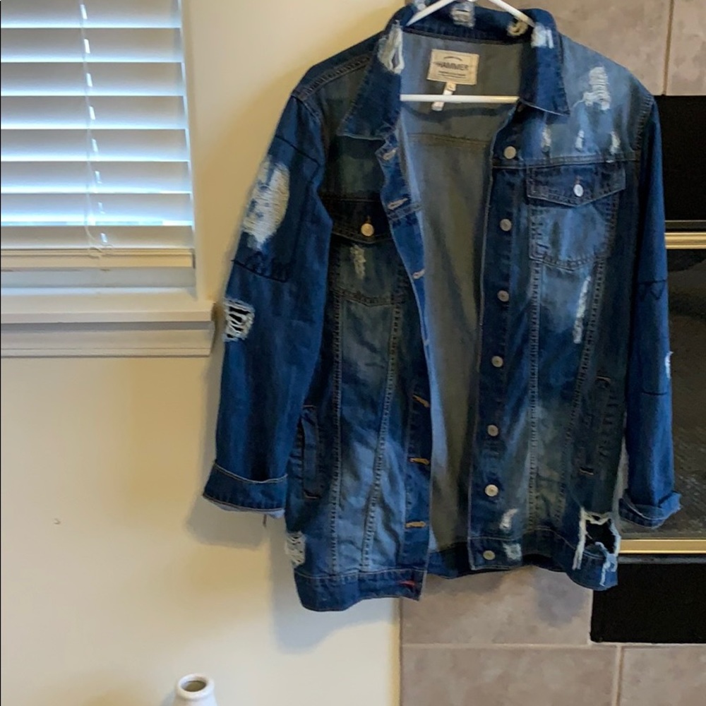 Distressed denim jacket